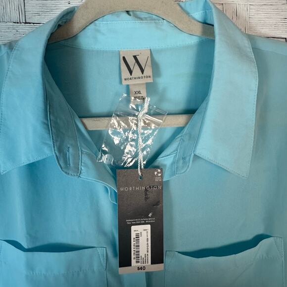 Worthington women’s blouse, sleeveless button up coastal lightweight plus size - Picture 4 of 8